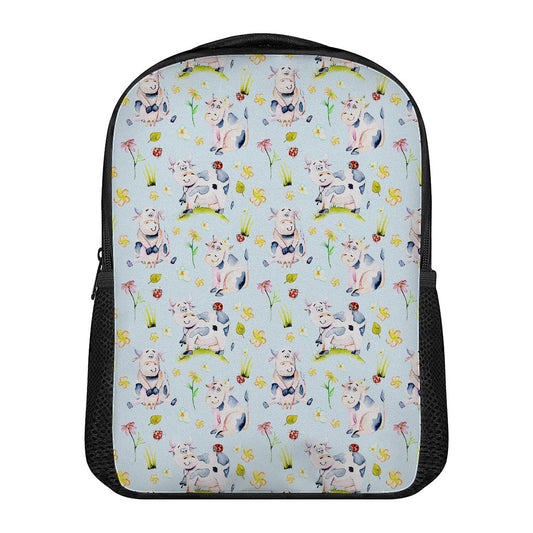 Watercolor Cartoon Cow Pattern Print Casual Backpack