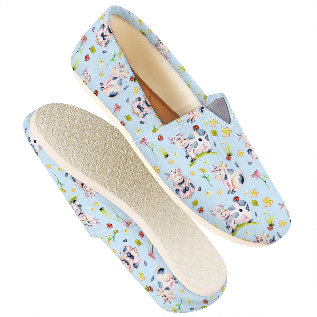 Watercolor Cartoon Cow Pattern Print Casual Shoes