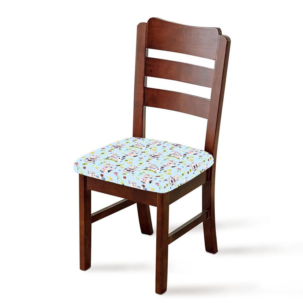 Watercolor Cartoon Cow Pattern Print Chair Cushion Cover