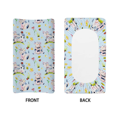 Watercolor Cartoon Cow Pattern Print Changing Pad Cover