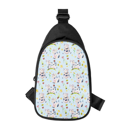 Watercolor Cartoon Cow Pattern Print Chest Bag