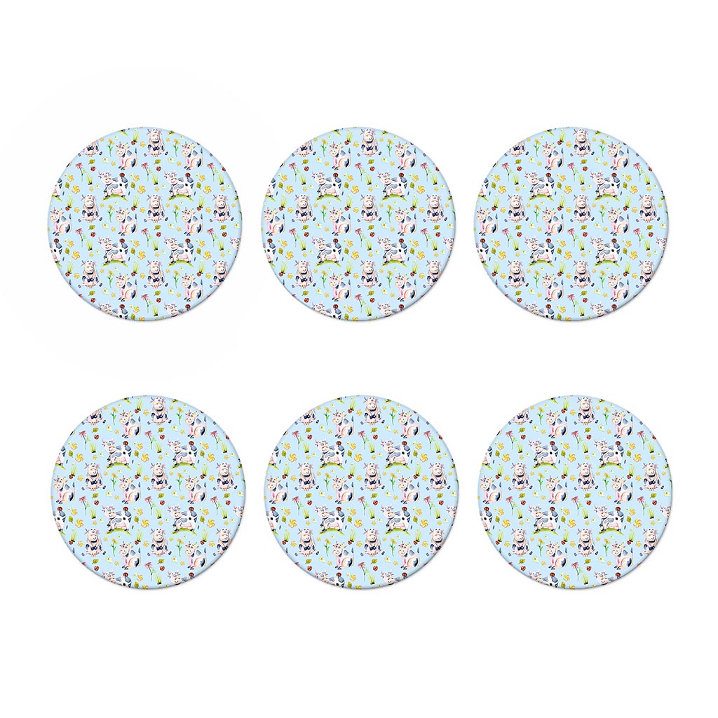 Watercolor Cartoon Cow Pattern Print Coaster Set