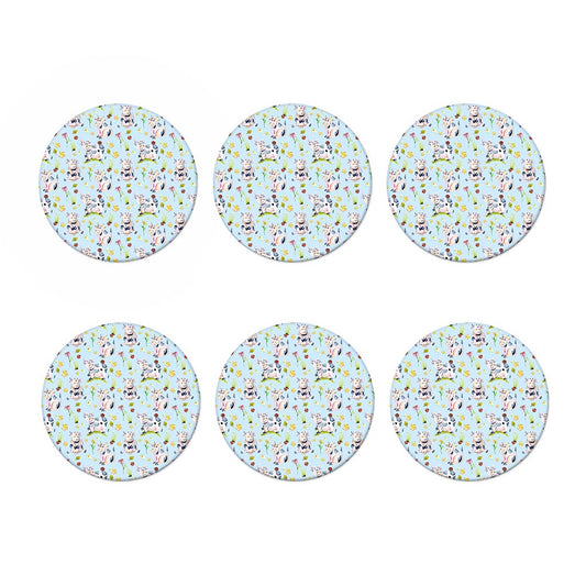 Watercolor Cartoon Cow Pattern Print Coaster Set