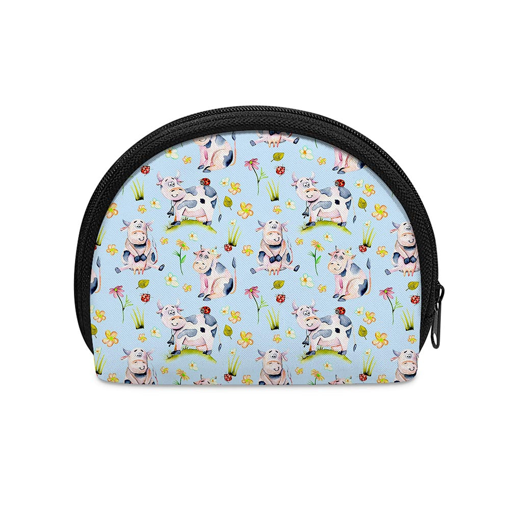 Watercolor Cartoon Cow Pattern Print Coin Purse