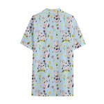 Watercolor Cartoon Cow Pattern Print Cotton Hawaiian Shirt