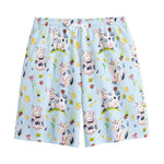 Watercolor Cartoon Cow Pattern Print Cotton Shorts
