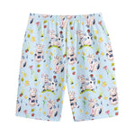 Watercolor Cartoon Cow Pattern Print Cotton Shorts