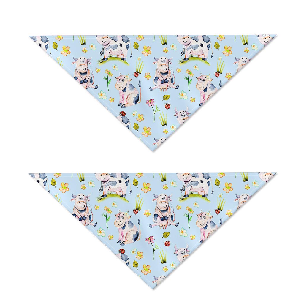 Watercolor Cartoon Cow Pattern Print Dog Bandana