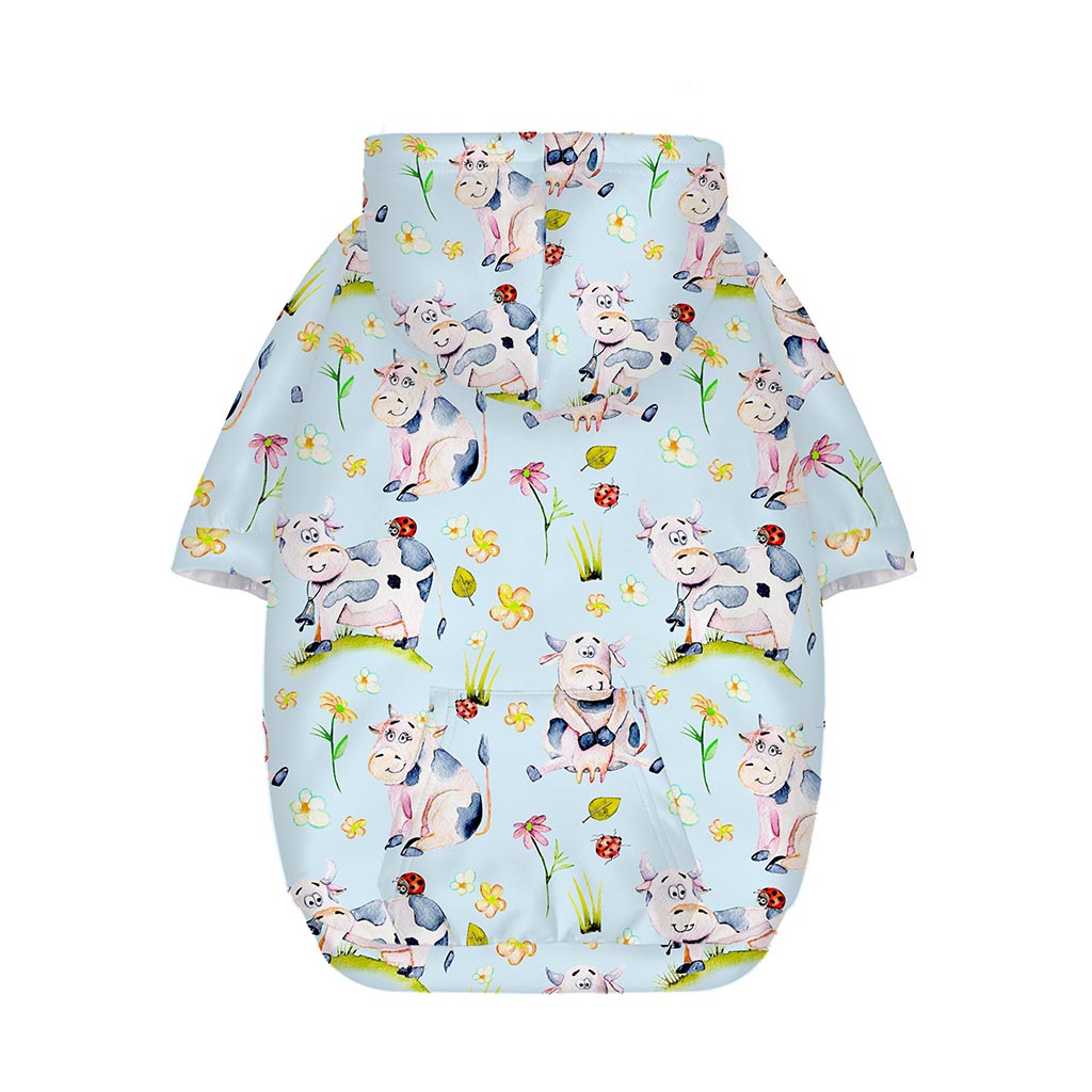 Watercolor Cartoon Cow Pattern Print Dog Zip Up Hoodie