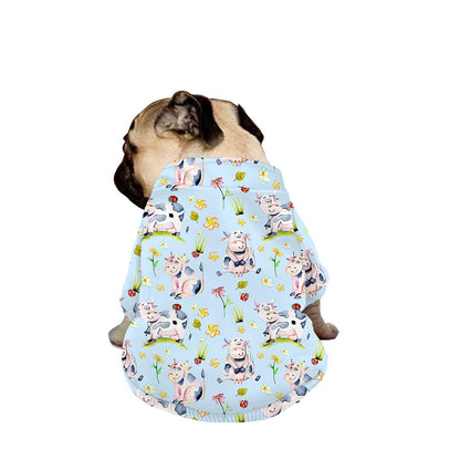Watercolor Cartoon Cow Pattern Print Dog Zip Up Jacket
