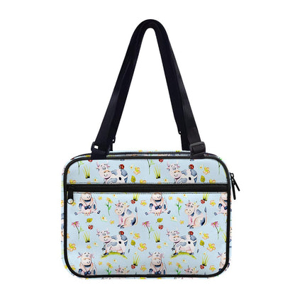 Watercolor Cartoon Cow Pattern Print Double Strap Bible Bag