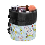 Watercolor Cartoon Cow Pattern Print Drawstring Makeup Bag