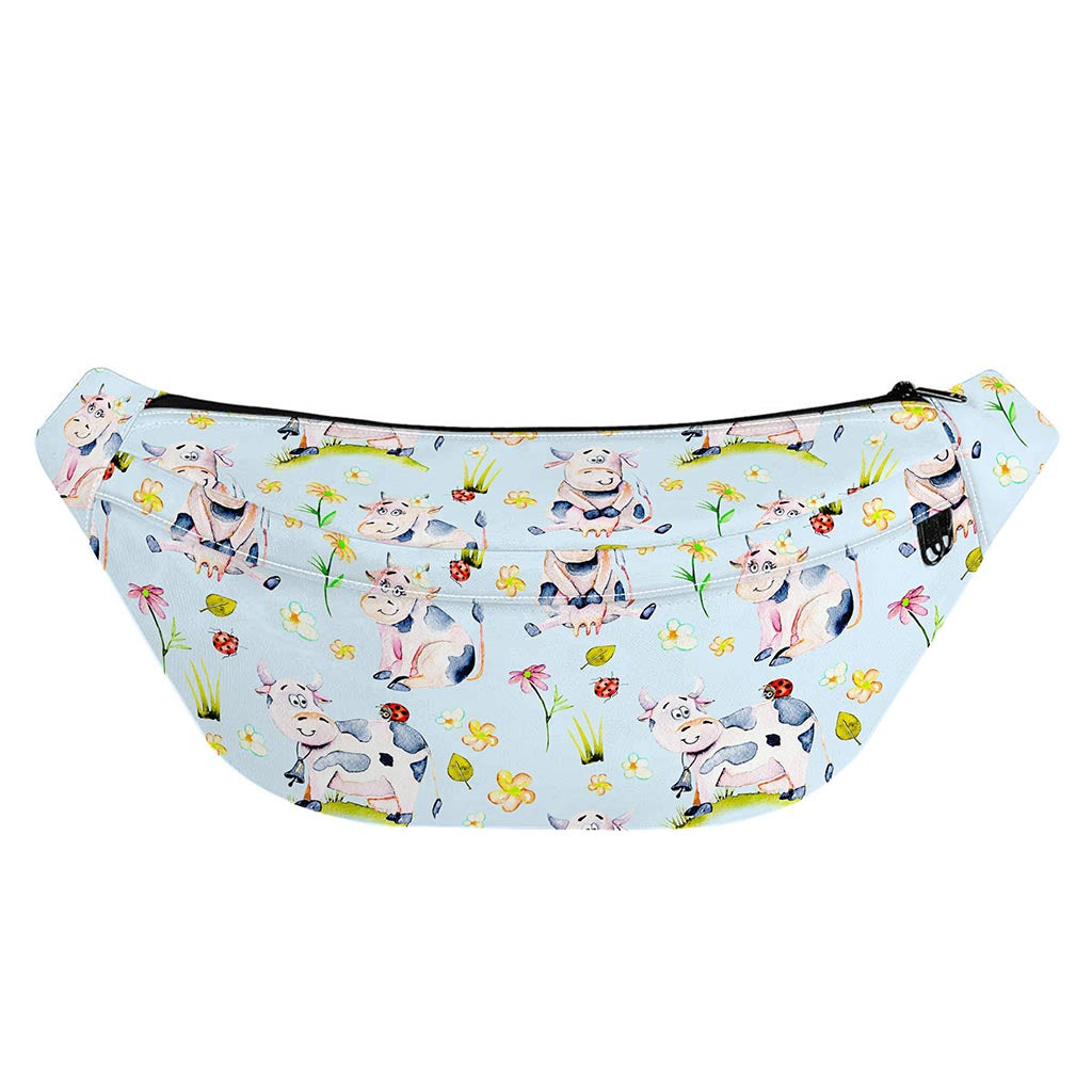Watercolor Cartoon Cow Pattern Print Fanny Pack