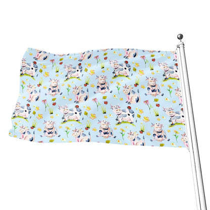 Watercolor Cartoon Cow Pattern Print Flag