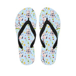 Watercolor Cartoon Cow Pattern Print Flip Flops