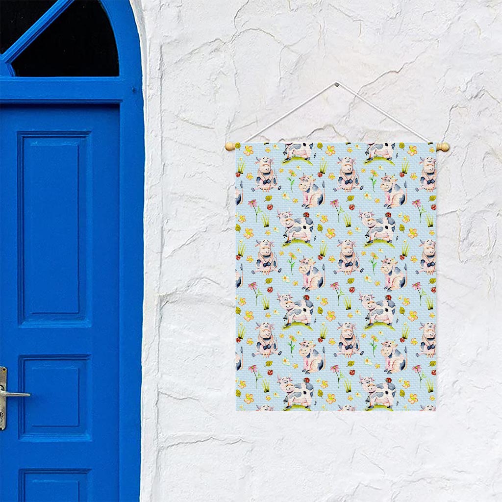 Watercolor Cartoon Cow Pattern Print Garden Flag