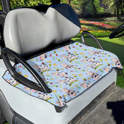Watercolor Cartoon Cow Pattern Print Golf Cart Seat Cover
