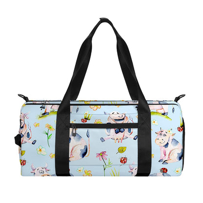 Watercolor Cartoon Cow Pattern Print Gym Bag