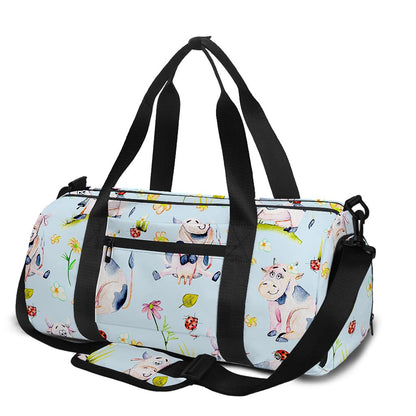 Watercolor Cartoon Cow Pattern Print Gym Bag