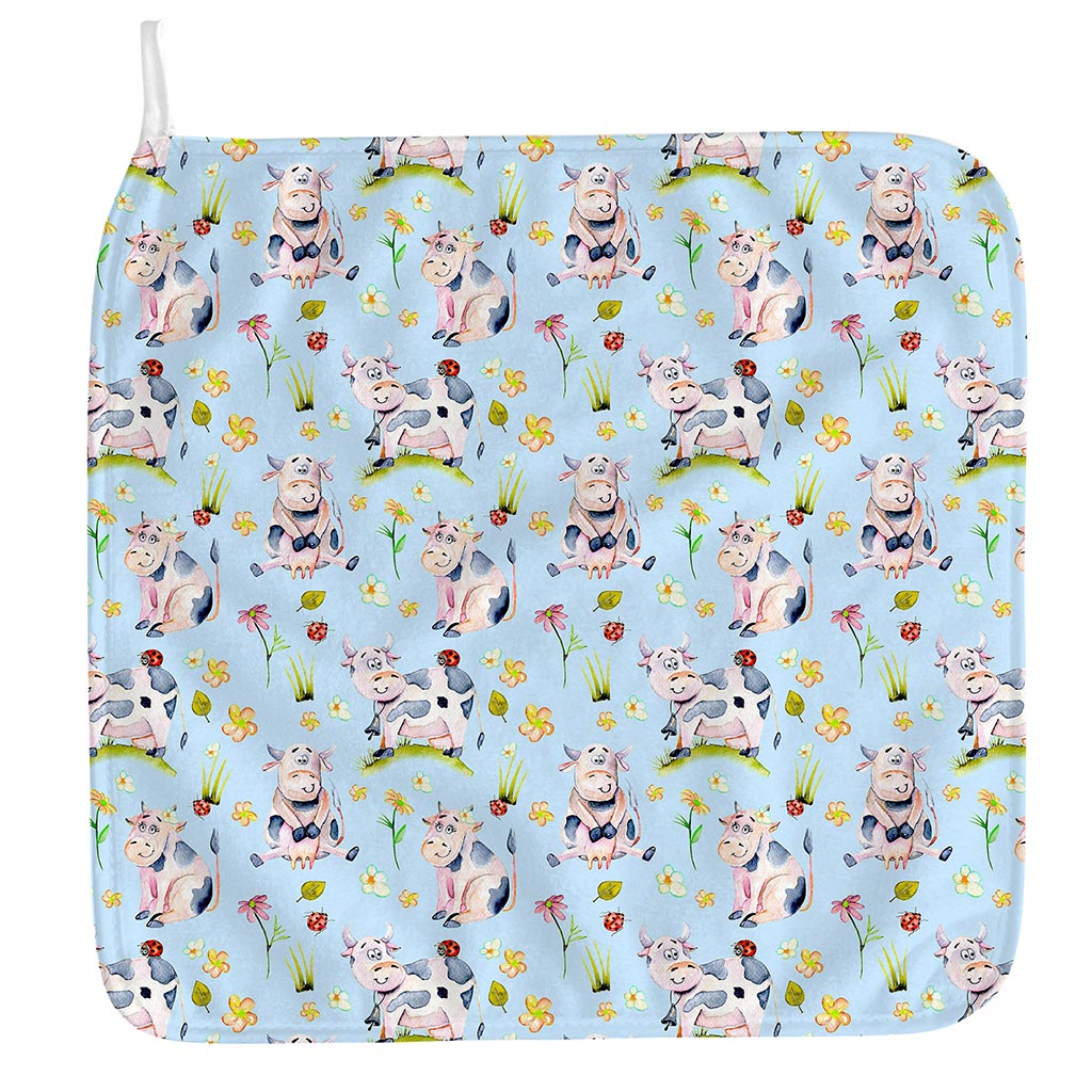 Watercolor Cartoon Cow Pattern Print Hand Towel