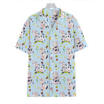 Watercolor Cartoon Cow Pattern Print Hawaiian Shirt