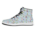 Watercolor Cartoon Cow Pattern Print High Top Leather Sneakers