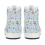 Watercolor Cartoon Cow Pattern Print High Top Leather Sneakers
