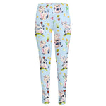 Watercolor Cartoon Cow Pattern Print High-Waisted Pocket Leggings