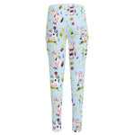 Watercolor Cartoon Cow Pattern Print High-Waisted Pocket Leggings