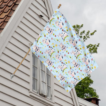 Watercolor Cartoon Cow Pattern Print House Flag