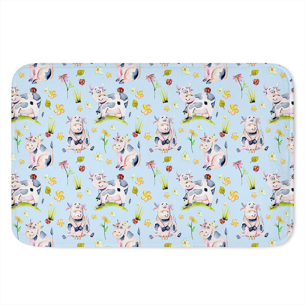 Watercolor Cartoon Cow Pattern Print Indoor Door Mat