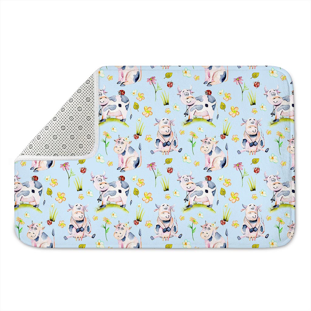 Watercolor Cartoon Cow Pattern Print Indoor Door Mat