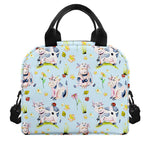 Watercolor Cartoon Cow Pattern Print Insulated Lunch Bag