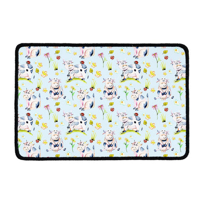 Watercolor Cartoon Cow Pattern Print Kitchen Mat