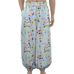 Watercolor Cartoon Cow Pattern Print Lantern Pants
