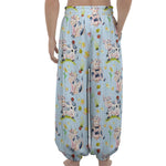 Watercolor Cartoon Cow Pattern Print Lantern Pants