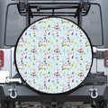 Watercolor Cartoon Cow Pattern Print Leather Spare Tire Cover