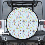 Watercolor Cartoon Cow Pattern Print Leather Spare Tire Cover