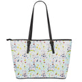 Watercolor Cartoon Cow Pattern Print Leather Tote Bag With Zipper
