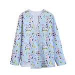 Watercolor Cartoon Cow Pattern Print Long Sleeve Short Coat