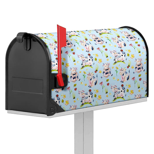 Watercolor Cartoon Cow Pattern Print Mailbox Cover