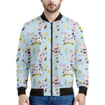 Watercolor Cartoon Cow Pattern Print Men's Bomber Jacket