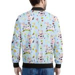 Watercolor Cartoon Cow Pattern Print Men's Bomber Jacket