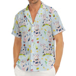 Watercolor Cartoon Cow Pattern Print Men's Deep V-Neck Shirt
