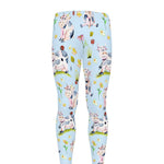 Watercolor Cartoon Cow Pattern Print Men's leggings