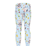 Watercolor Cartoon Cow Pattern Print Men's leggings