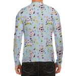 Watercolor Cartoon Cow Pattern Print Men's Long Sleeve Rash Guard