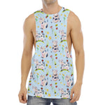 Watercolor Cartoon Cow Pattern Print Men's Muscle Tank Top