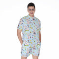 Watercolor Cartoon Cow Pattern Print Men's Romper