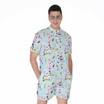 Watercolor Cartoon Cow Pattern Print Men's Rompers